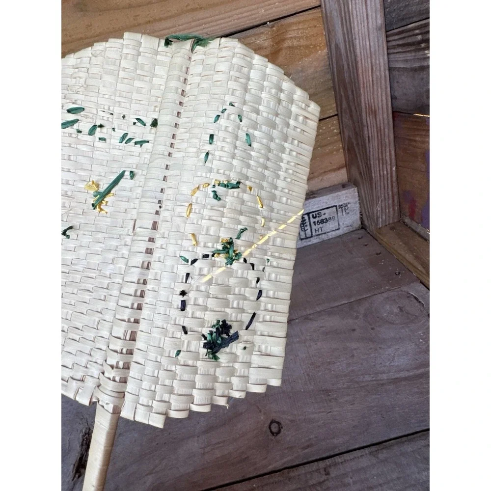 Old‎ Time Jamaican Hand Fan Souvenir Hand-made Straw Jamaican Decor